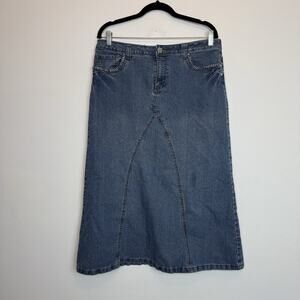 Vintage Cato y2k denim midi skirt studded embellishements sz 12 rocker grunge